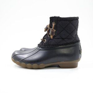 Sperry Saltwater Black Quilted Nylon & Rubber Duck Rain Boots - Kids' 12